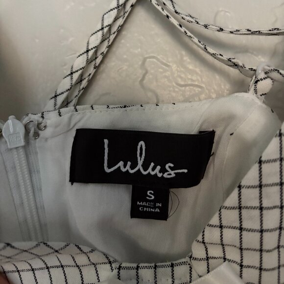 Lulus Attitude Check White Plaid Sleeveless Mini Dress Size Small NWT - Picture 7 of 10